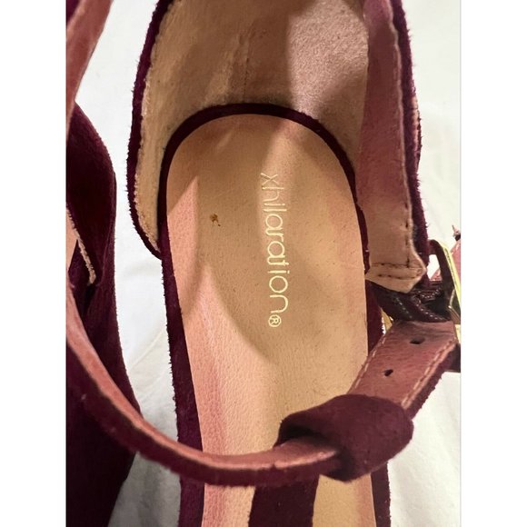 Xhilaration Women's Shoes Heels Wedge Red Wine T- Strap Open Toe Size 5.5 - Picture 9 of 12